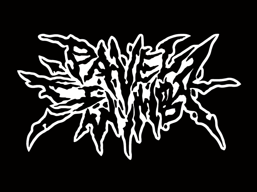 Pavel Svimba logo in white, spiky lettering on black